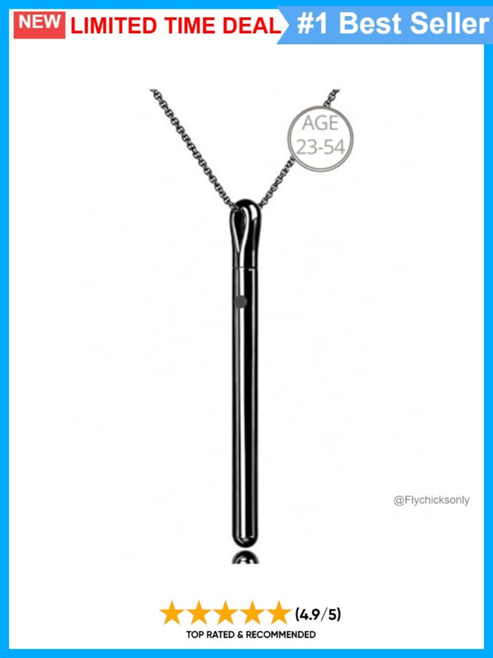 Men's Stainless Steel Black Pendant Necklace Box Chain Adjustable 23.6 in